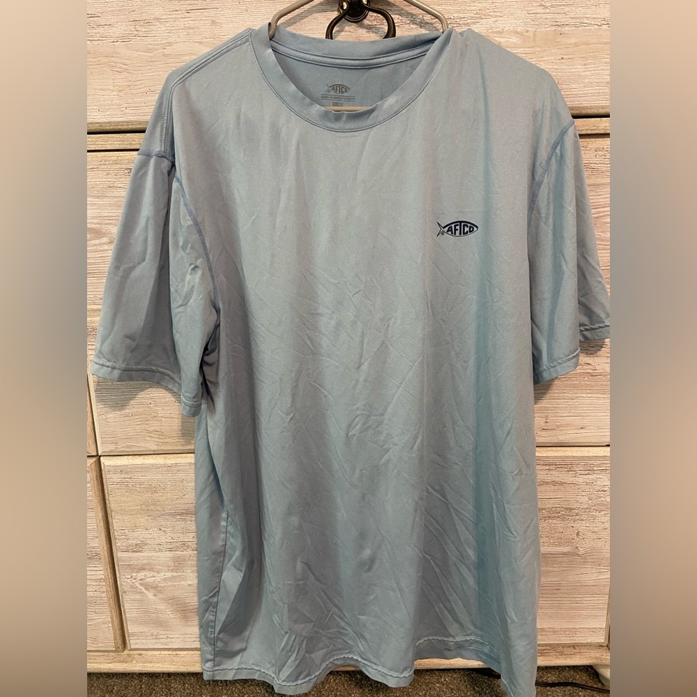 AFTCO Men’s Sky Blue Short Sleeve Shirt | Tee | Fishing | Outdoors | Size XL